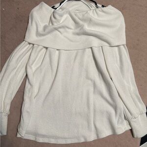 Doe & Rae Off-Shoulder Cream Sweater
